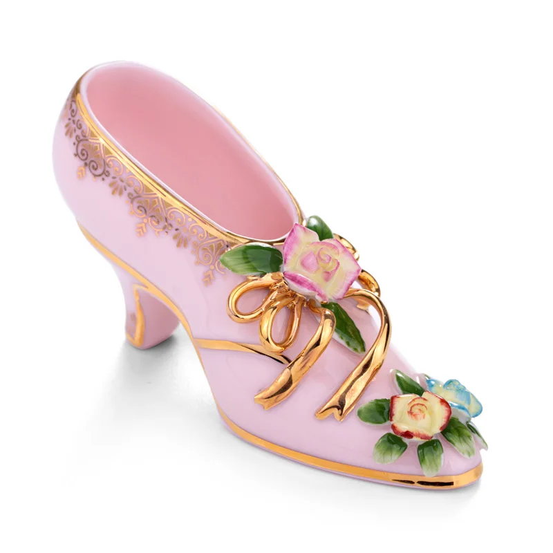 

Ceramic Shoes Figurine for Home Decor, Room Decoration, High-Heeled Shoes Ornament, Porcelain Glass Slipper, Wedding Decorations