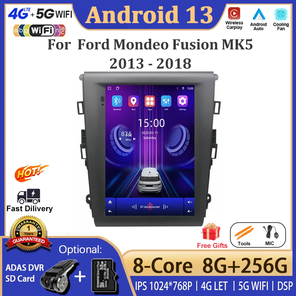 

9,7 ''для Ford Mondeo Fusion MK5 2013 - 2018 Android 13 автомобильный видеоплеер навигация Мультимедийная Автомобильная беспроводная камера