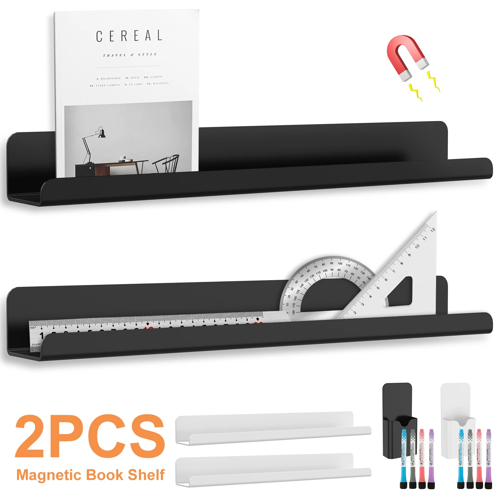 

2Pcs Magnetic Book Shelf Acrylic Magnetic Book Rack Reusable Magnetic Book Display Shelf Portable Magnetic Spice Racks Magnetic