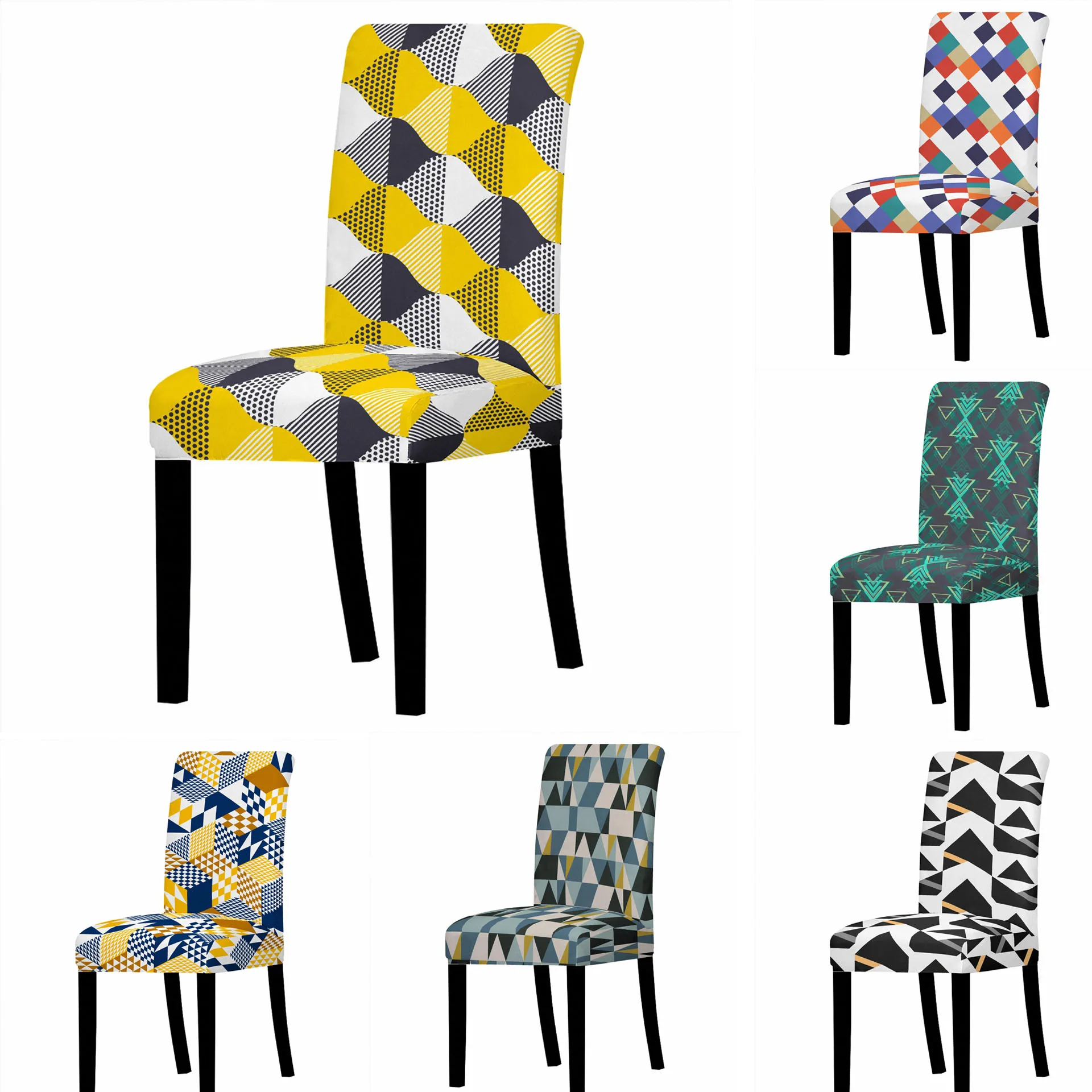 Geometric Printing Elastic Chair Cover Home Spandex 1 PC Seat
