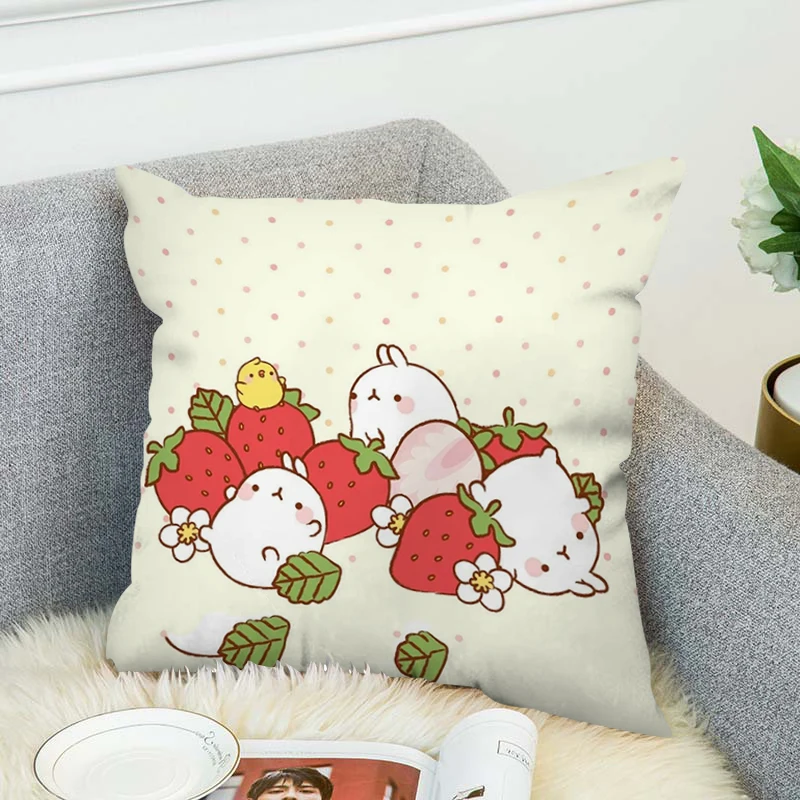 

Pillowcase 45*45 Molang Decorative Cushion Covers for Bed Pillows Anime Room Cushions Pillow Hugs Pillowcases 40*40 Decor Cover