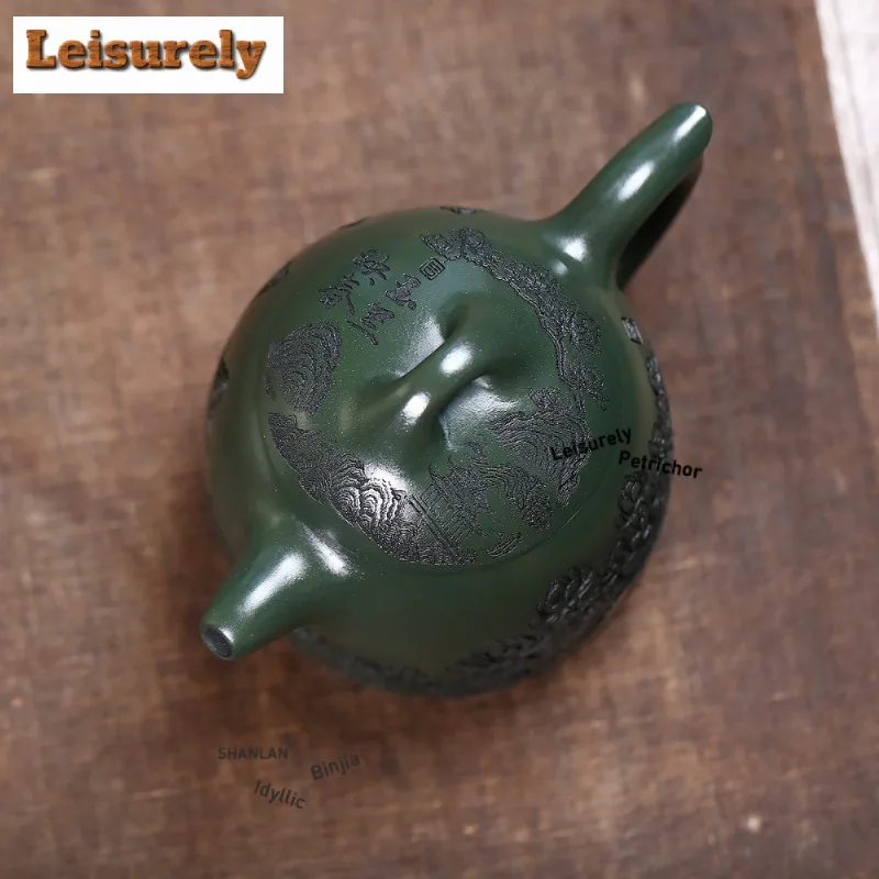 400ml Luxury Yixing Purple Clay Teapots Master Handmade Qin Quan Pot Raw Ore Green Mud Kettle Chinese Zisha Tea Set For Tea Gift