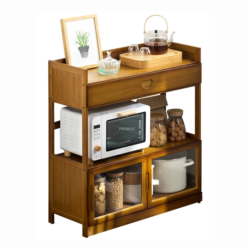 Armoires de cuisine japonaises en bambou multicouche, meubles de