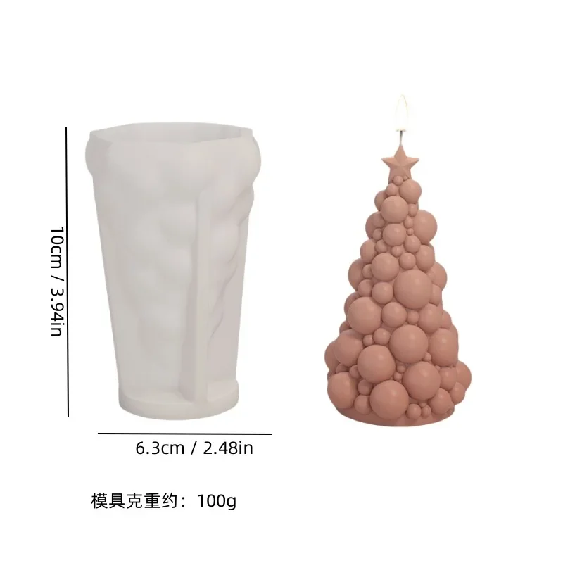 3D Christmas Tree Candle Silicone Mold Handmade Soap Plaster Resin Baking Tools Party Cake DIY Decompression Toy Making Kit