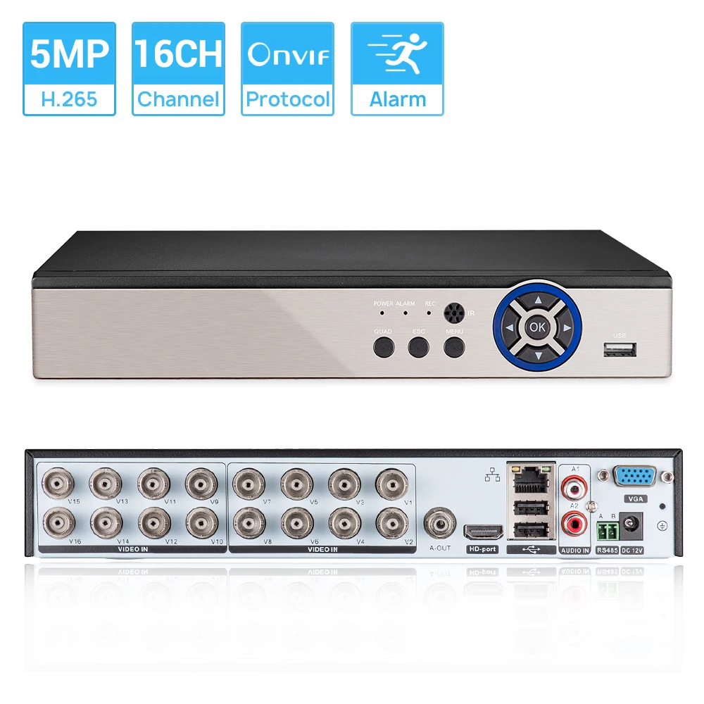 

16CH AHD CCTV DVR 5MP-N 5in1 AHD TVI CVI CVBS IP Camera Hybrid Digital Video Recorder Home Secuirty DVR CCTV System XMeye H.265