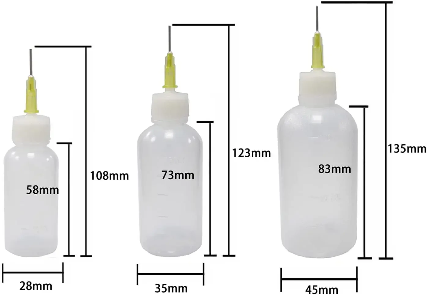 Squeeze Bottle Needle Dispenser Bottle 20Pcs Art Bottle 30ml 50ml 100ml Needle Tip Glue Bottle Squeeze Liquid Flux Dispenser Applicator Plastic Dispensing Container