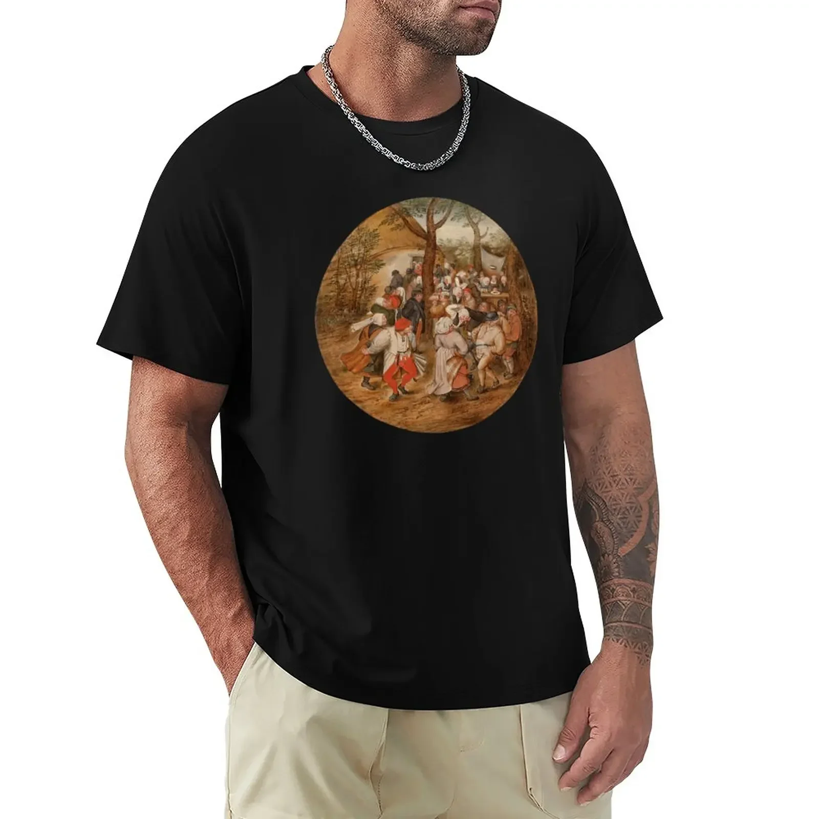 

Village Dance - Pieter Bruegel the Elder T-Shirt Short sleeve tee summer tops t shirts for men cotton