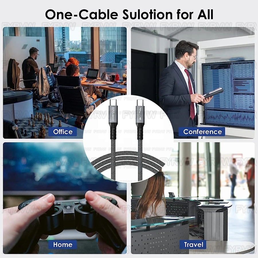 Ultra High-Speed Thunderbolt 4 USB4 Cable - 40Gbps, 8K@60Hz Video, Quick Charge 240W