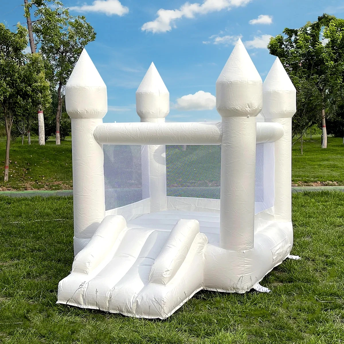 

PVCInflatable White Bounce House With Slide Wedding Party bouncy castle Birthday jumper House Commercial Jumping Castle for Kids