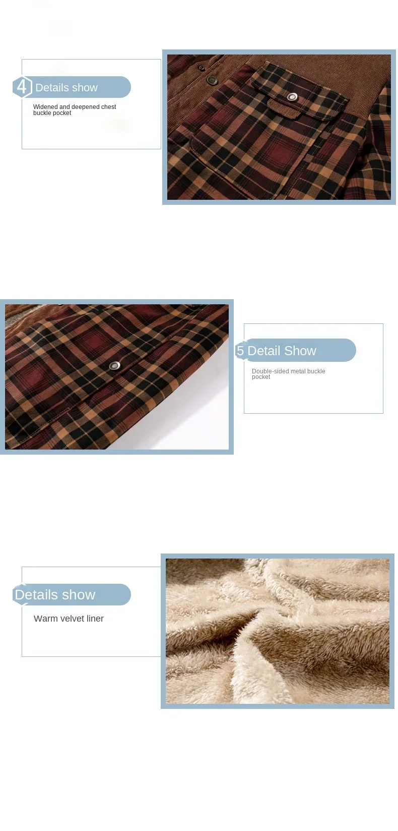 Men's Cotton Jacket Autumn Winter New Check Print Warm Casual Business Office Lapel Coat Men Middle-aged Elderly Cotton Clothes 5