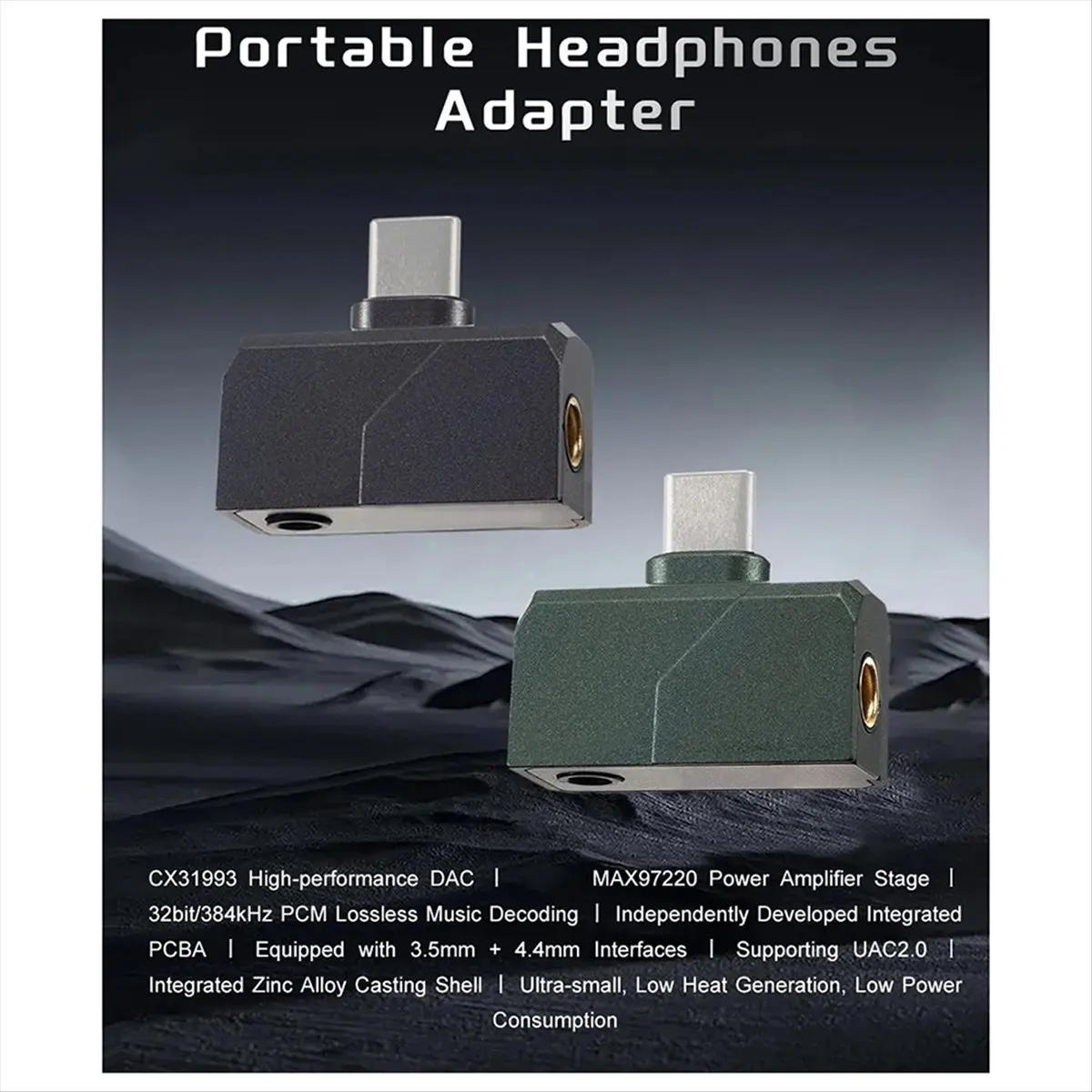 (A32M) 새로운 CD-2 휴대용 Type-C 3.5mm 4.4mm DAC 오디오 HiFi 이어폰 디코더 헤드폰 앰프(안드로이드/IOS/Mac/Win10 B용)