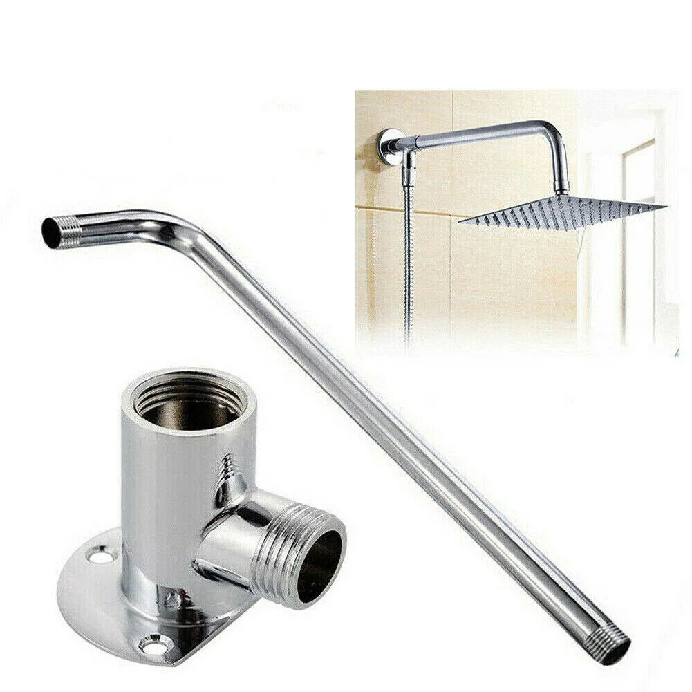 Stainless Steel Shower Arm Extension Arm Joint Shower Nozzle Accessories Bathroom Parts Fixed Base Bracket Corrosion-resistant shower extension tube sdsn quality stainless steel bath shower arm square round bathroom shower system extension tube