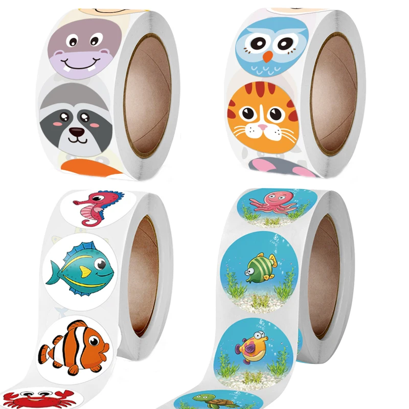 

Cute Cartoon Animals Sticker 500Pcs 1Inch Children Reward Sticker Encourage Sealing Labels Toy Sticker For School Teacher Parent