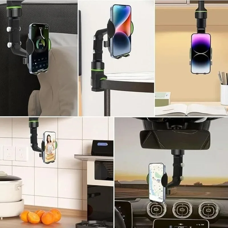 360° Rotating Car Phone Holder Universal Car Phone Stand Auto Rearview Mirror Seat Clip Universal Lazy Bracket For All Phone