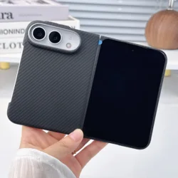 Deluxe Kevlar Carbon Fiber Texture Anti - Drop Case with Metal Lens Frame and Slim Skin Feel for iPhone Duo (Case and frame)