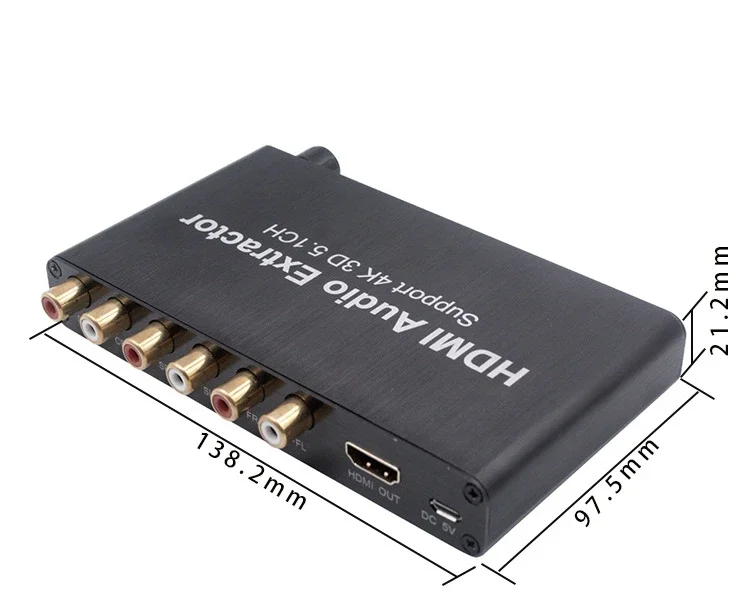 HDMI 오디오 추출기 디코더 4K 5.1CH HDMI 사운드 추출기 앰프 HDMI to RCA 5.1 채널 3.5mm 아날로그 컨버터 PS4 DVD용