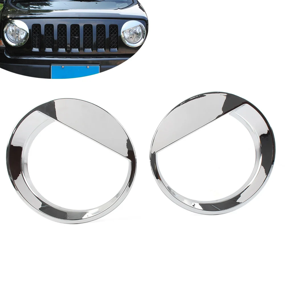 1Pair Car Front Headlight Ring Headlamp Cover Trim For Jeep