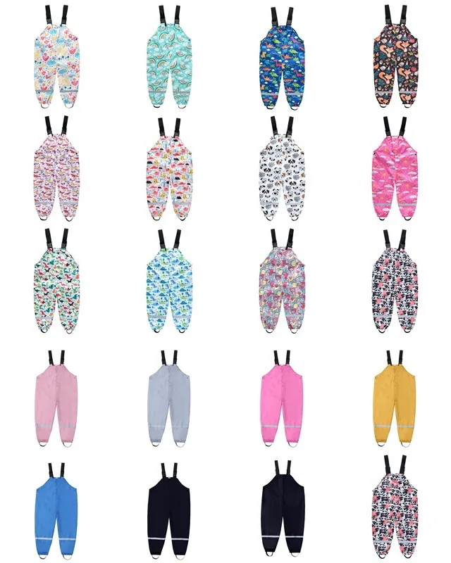 New Children's Cute Printed Straps Adjustable Suspenders Boys Girls Rain Pants