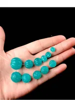 ONE PIECE full hole  loose beads green Amazonite carved round/pumpkin  for making jewelry necklace  FPPJ wholesale 2