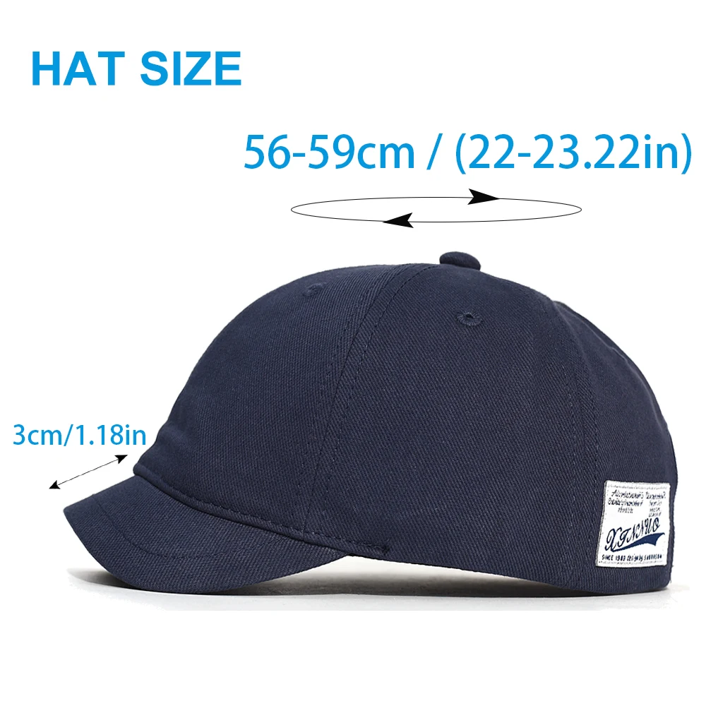 Short Brim Cotton Baseball Cap Men Women Casual Vintage Dad Hat Adjustable Trucker Style Low Profile Caps Nylon Fastener Tape 2