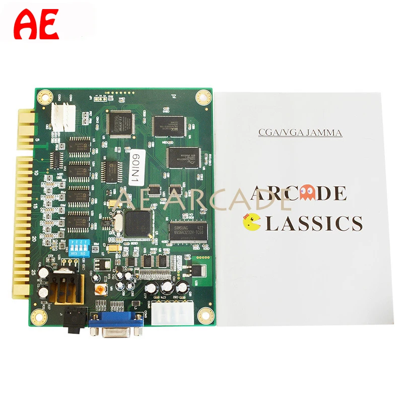 60 In 1 Jamma 아케이드 보드 CGA VGA 수직 출력 레트로 클래식 수평 내구성 멀티 케이드 PCB 마더 보드 아케이드 게임