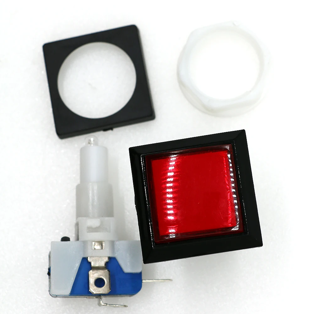 Arcade Game Push Button 12V Led Bulb Square Round Rectangular Triangle With 24mm Screw For Pinball Parts Swing Machine DIY