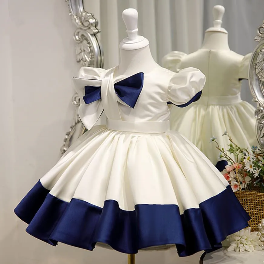 High-End Flower Girls Evening Gown Big Bow Design Spanish Vintage Children Birthday Party Dresses For Easter Eid A1313