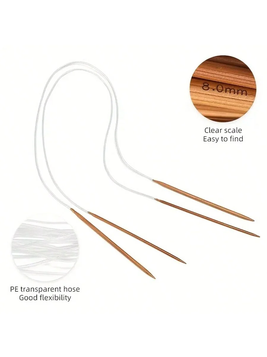 18pcs 원형 뜨개질 바늘 세트 2.0-10.0mm 나무 더블 커스프 크로 셰 뜨개질 후크 80cm/60cm/40cm DIY 스웨터 원사 바느질 도구