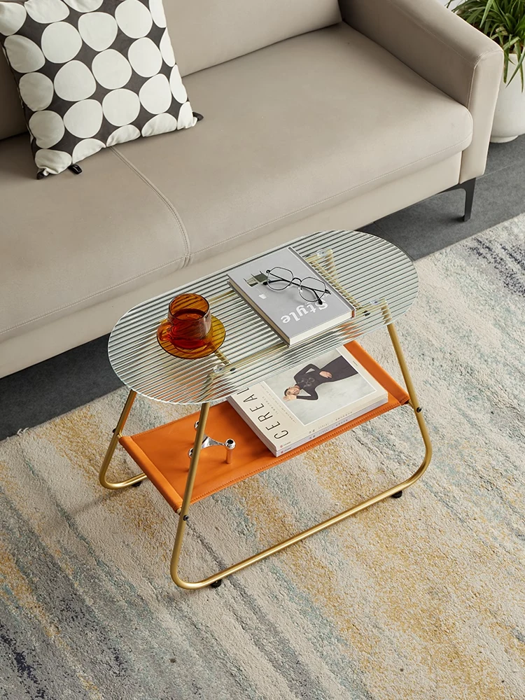 Light Luxury Household Small Apartment Side Table Coffee Table Glass Side Table Side Cabinet Internet Celebrity Small Table