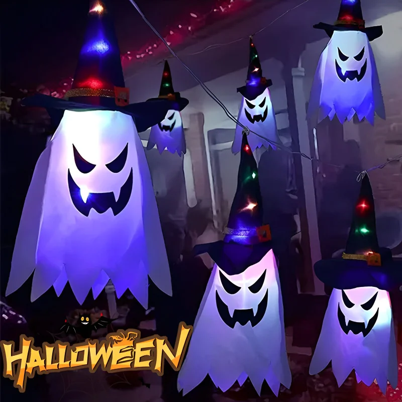 

Halloween LED String Lights Dress Up Glowing Wizard Ghost Hat Lamp Home Bar Halloween Party Decor Horror Props Hanging Lantern