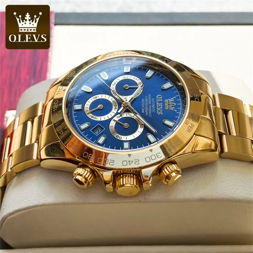 OLEVS 6638 Original Brand Classic Man Automatic Mechanical Waterproof Wrist Watch Chronograph