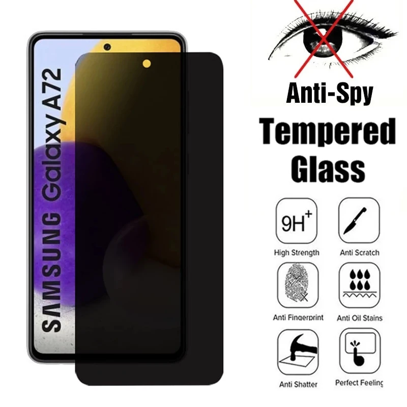 

3PCS Privacy Tempered Glass For Samsung Galaxy A72 A54 A34 A33 A14 A73 A53 A52 S21FE S20FE 5G Anti-Spy Private Screen Protector