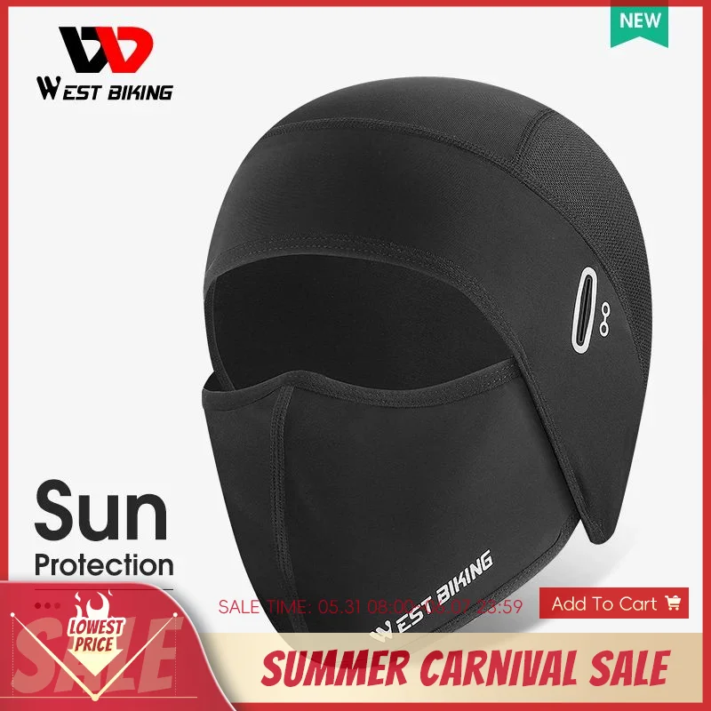

WEST BIKING Summer Cycling Caps Ice Silk Anti-UV Breathable Face Protection Sports Balaclava Hat Motorcycle Bike Helmet Liner