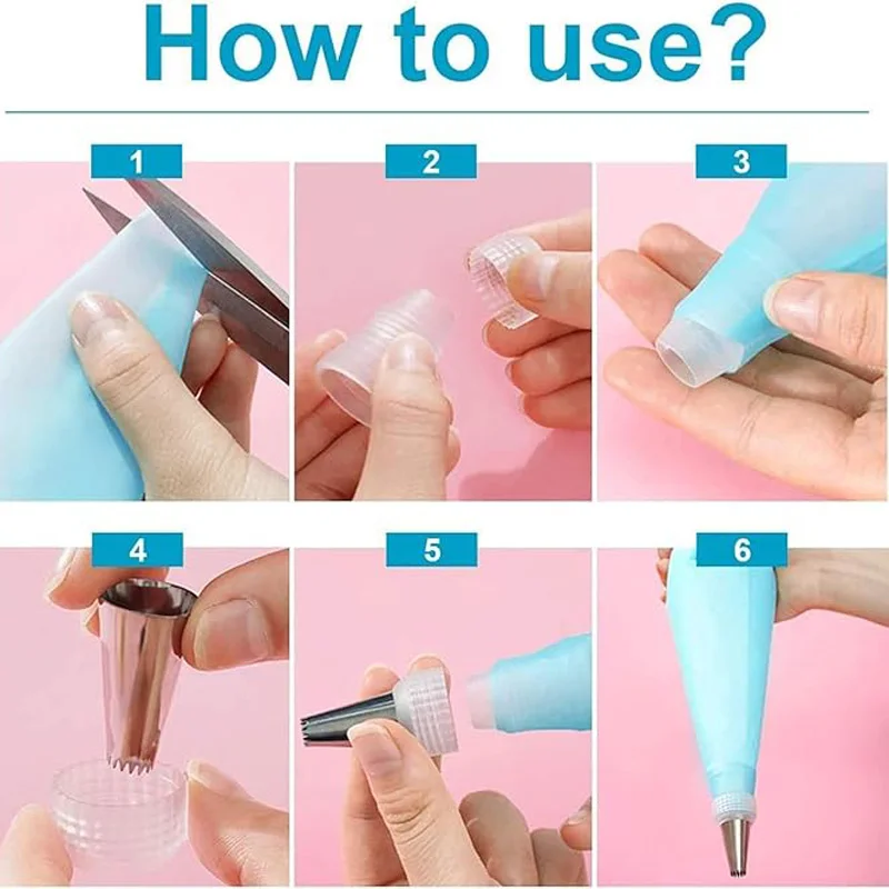 40Pc/set Stainless Steel Nozzle Set, Silicone Piping Bag, Reusable Cream Pastry Bag, Cake Decoration Tool, Baking Tool