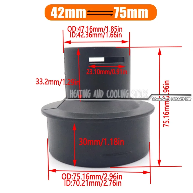 42mm to 75/60mm Reducer Parking Air Heater Ducting Duct Pipe Joiner Connector for Eberspacher Webasto Diesel Parking Heaters air diesel heater duct pipe heater duct connector air heater exhaust connector