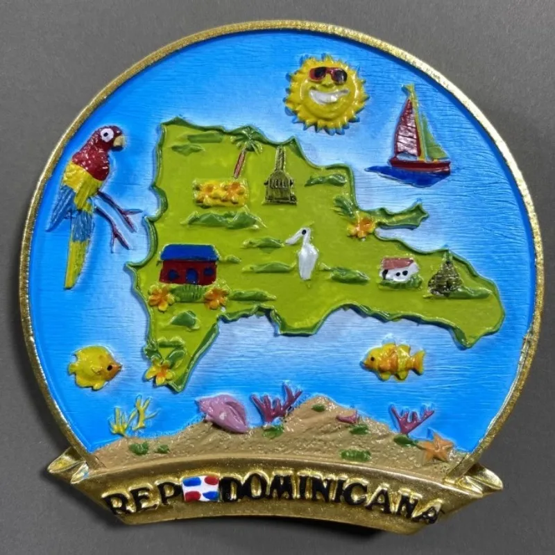Magnete Da Frigorifero 3D Ara Con Parrot - Souvenir Repubblica Dominicana, Punta Cana, Artigianato In Resina