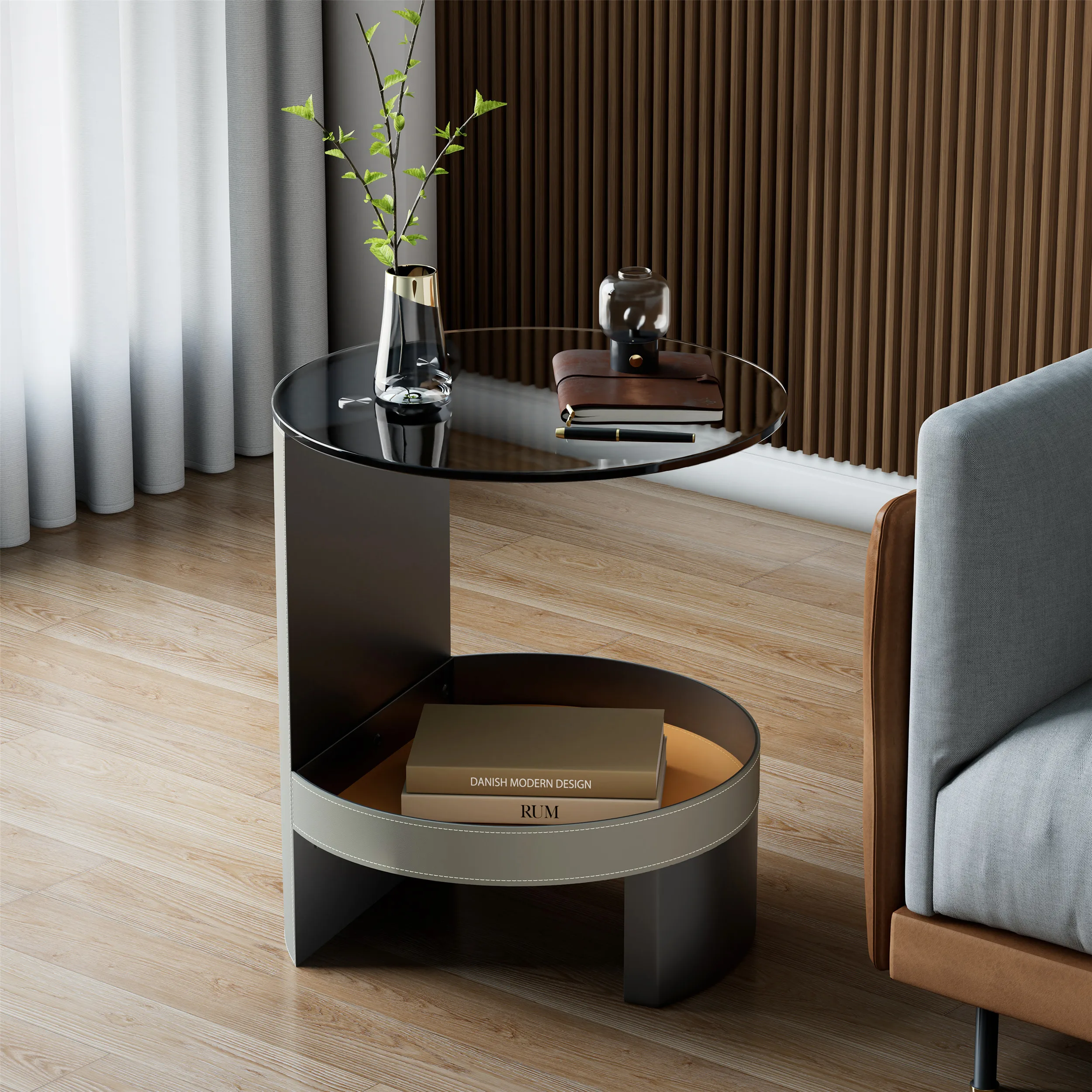 Wisfor Tempered Glass Coffee Table Metal Frame Living Room Home Round Light luxury Minimalist Tea Table Small Apartment