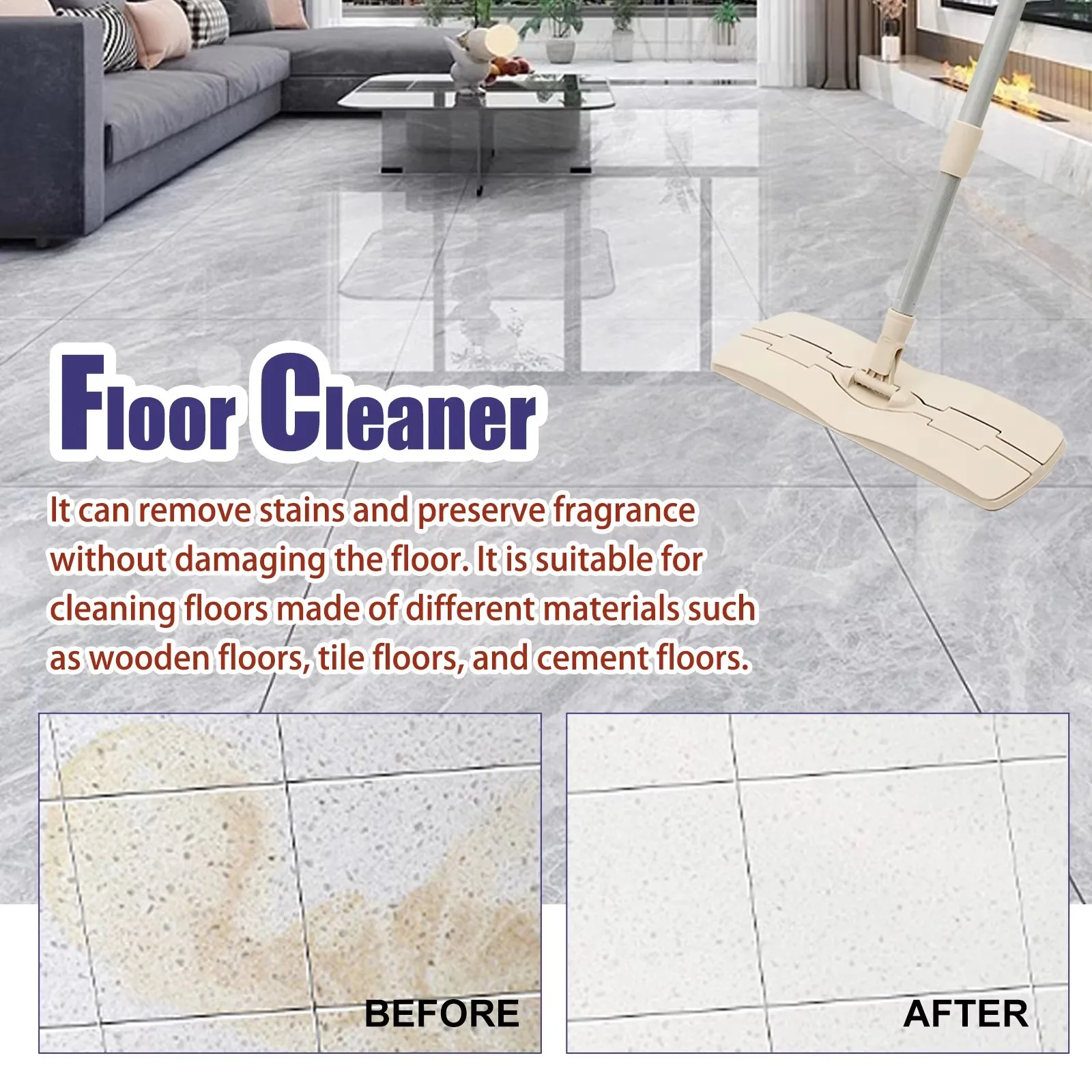 Floor Cleaner Liquid Wood Floor Brightening Tile Stain Remover Polishing Scratch Decontamination Tile Cleaning Solution