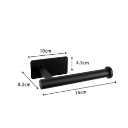 Sleek Black Stainless Steel Self - Adhesive Toilet Roll Holder - Easy No - Screw Installation (E - Black)