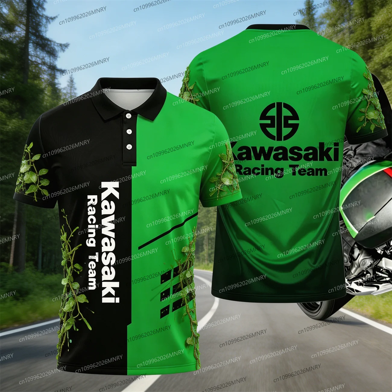Kawasaki Motocross 남성용 폴로 셔츠 빠른 건조 사이클링 슈트 폴로 남성 의류 여성용 오버 사이즈 티셔츠 스포츠 슬리브 탑
