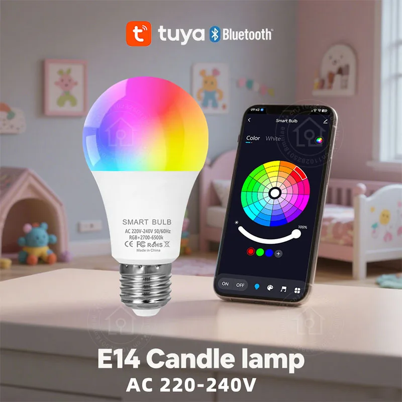 Smart led bulb Tuya Smart E27 Smart Life APP control dimmable Bluetooth RGB 220-240V 9W bedroom decoration party lighting