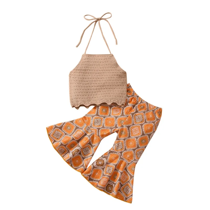 

Летняя одежда для маленьких девочек, Летние повседневные расклешенные брюки без рукавов с ярким и геометрическим принтом