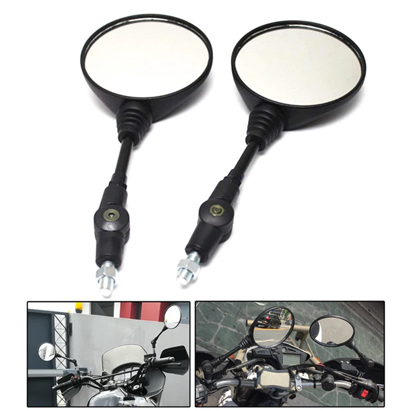 

2PCS Universal 8mm 10mm Thread Folding Rear Mirror Round Motorcycle Rearview Mirror