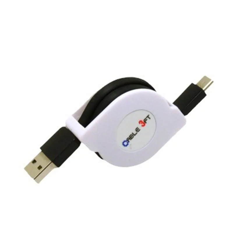 USB 2.0 to Type-C Retractable Portable Cable - Flat Design
