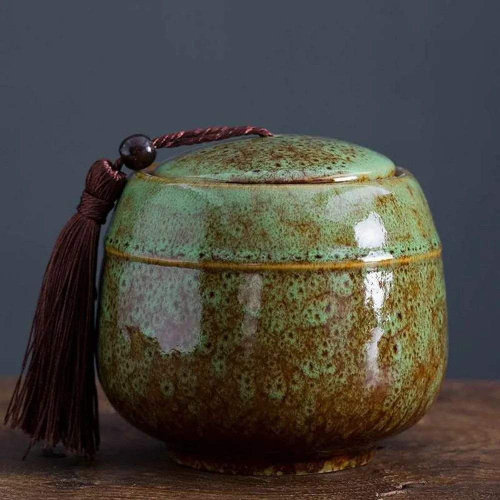 Ceramics Tea Can Vintage Kiln Transformation Tea Storage Household Sealed Jar tea canister ceramic storage jar airtight container