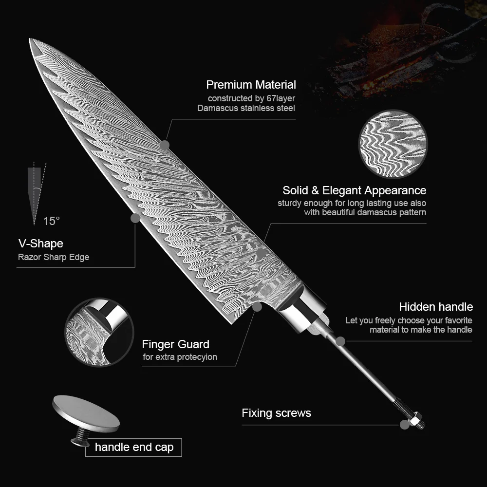 Damascus Knife Making Kit DIY Handmade Damascus Steel Includes