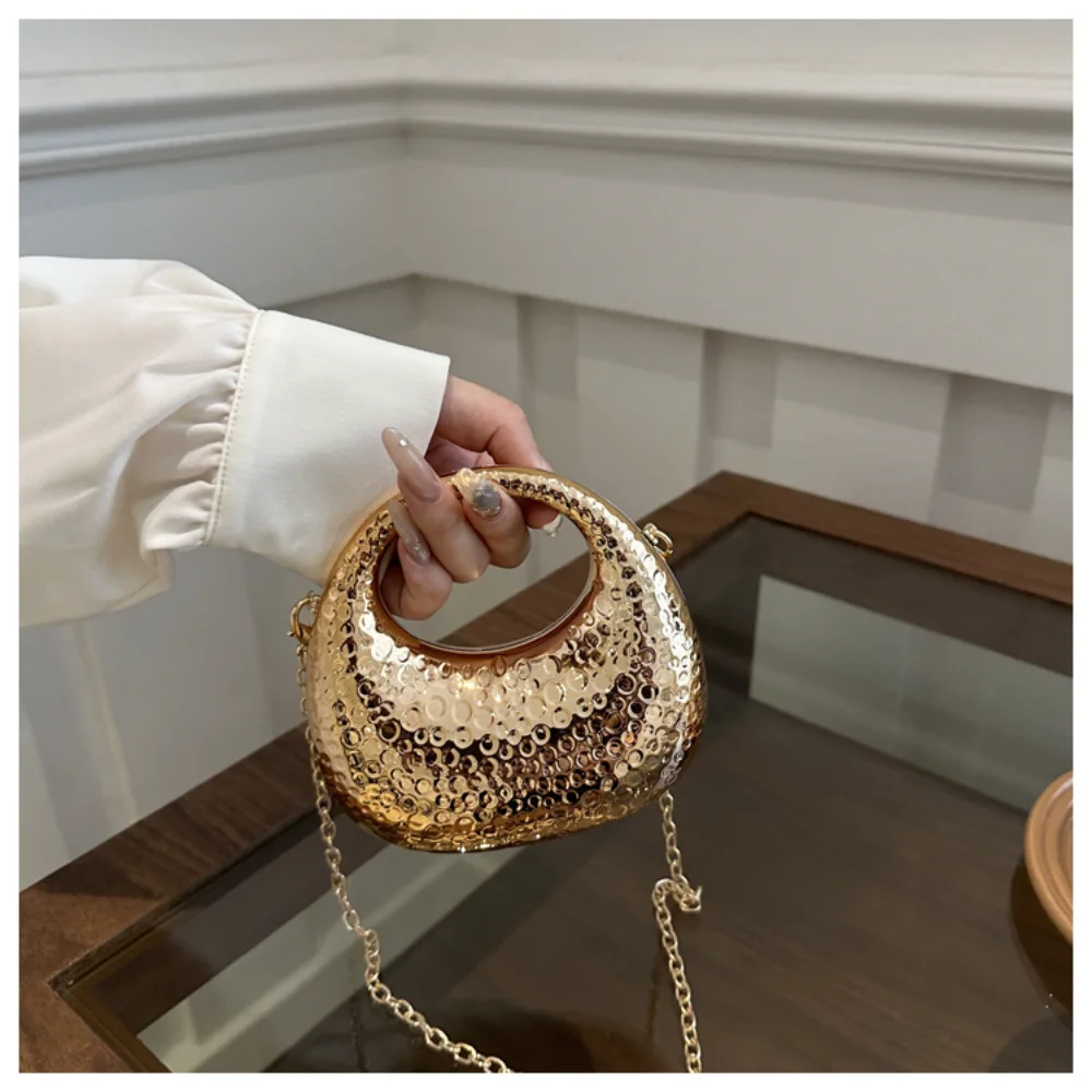 Mini Golden Evening Bag Purses and Handbags Luxury Designer Shoulder Bags Funny Shape Party Wedding Acrylic Shiny Clutch Purse