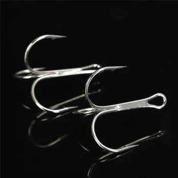 100Pcs 2# 4# 6# 8# 10# Super Strong Fishing Hook High Carbon Steel Treble Overturned Hooks Fishing Tackle Round Bend Treble Bait 6
