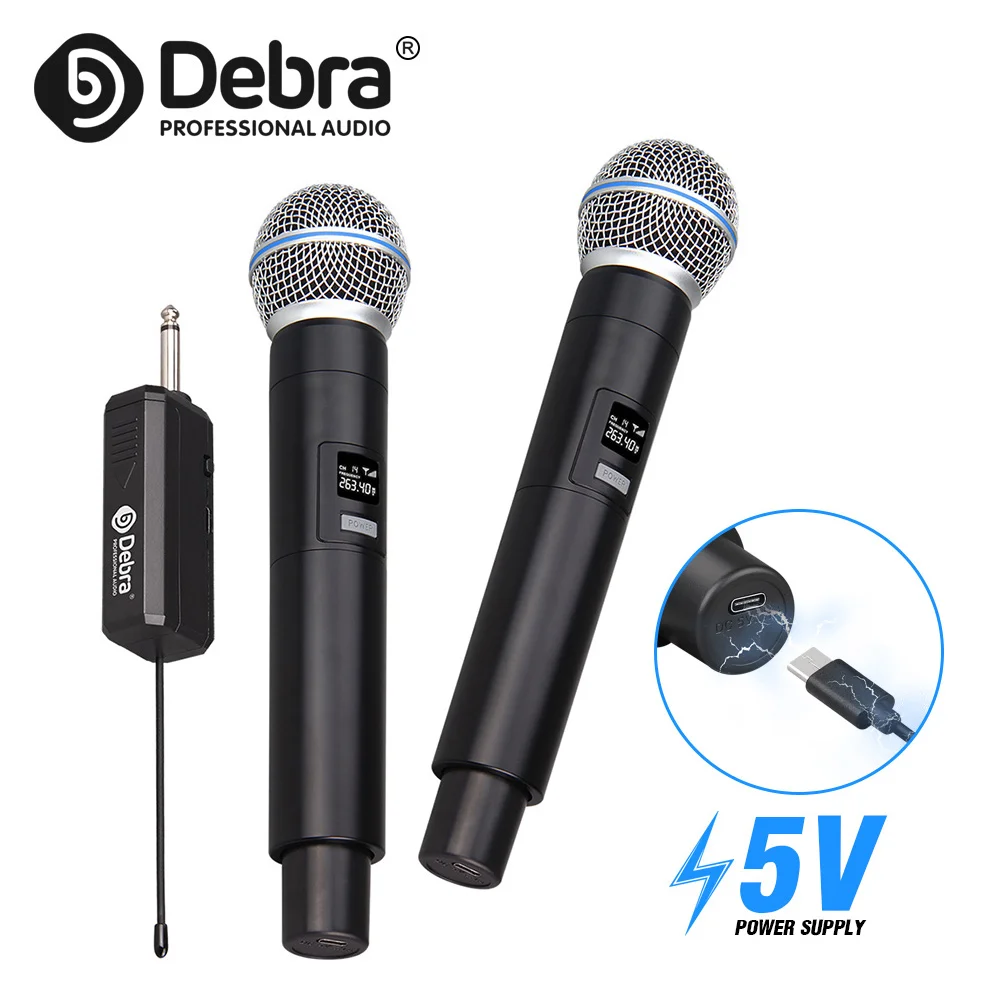 FROKET VP-04 무선 마이크 4채널 시스템 핸드헬드 마이크 내장 리튬 배터리 충전식, 노래방, 학교용
