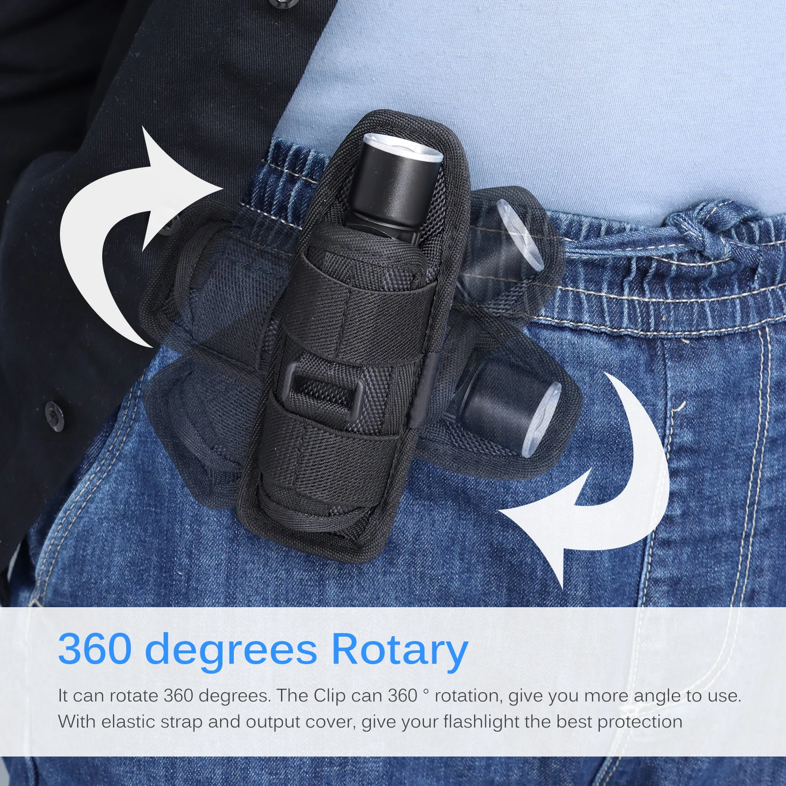 Flashlight Pouch Tactical Flashlight Pouch 360 Degree Holster Rotary Torch Case Belt Torch Bag Durable Hunting Lighting Accessory Survival Kits